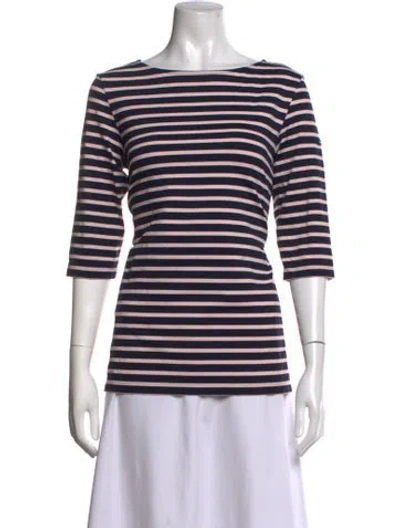 Pre-owned Saint James Striped Bateau Neckline T-shirt In Blue