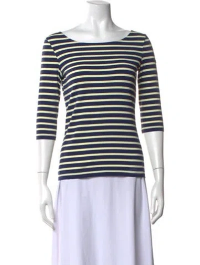 Pre-owned Saint James Striped Bateau Neckline T-shirt In Blue