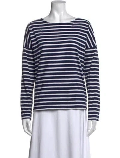 Pre-owned Saint James Striped Bateau Neckline T-shirt In Blue/white