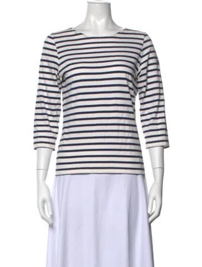 Pre-owned Saint James Striped Bateau Neckline T-shirt In Blue/white