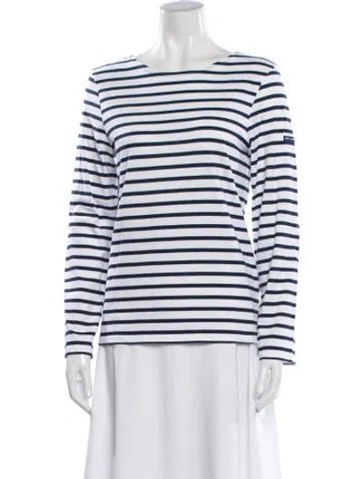 Pre-owned Saint James Striped Bateau Neckline T-shirt In Blue/white