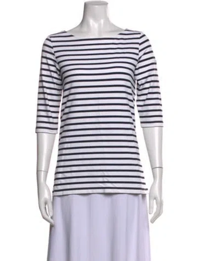 Pre-owned Saint James Striped Bateau Neckline T-shirt In Blue/white