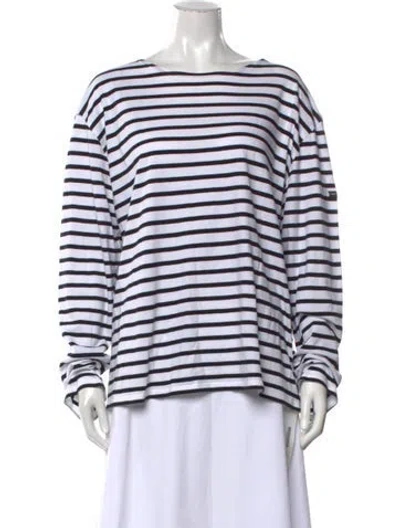 Pre-owned Saint James Striped Bateau Neckline T-shirt In Blue/white