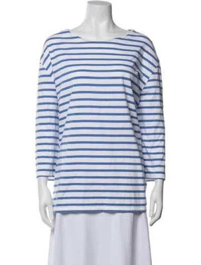 Pre-owned Saint James Striped Bateau Neckline T-shirt In Blue/white