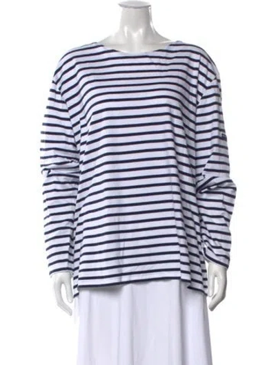 Pre-owned Saint James Striped Bateau Neckline T-shirt In Blue/white