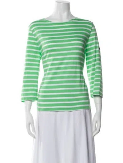 Pre-owned Saint James Striped Bateau Neckline T-shirt In Green