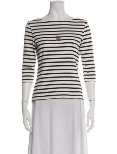 Pre-owned Saint James Striped Bateau Neckline T-shirt In Green