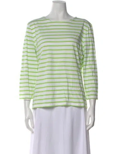 Pre-owned Saint James Striped Bateau Neckline T-shirt In Green