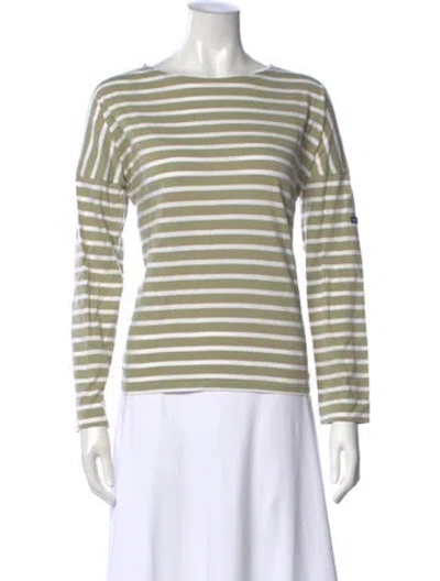 Pre-owned Saint James Striped Bateau Neckline T-shirt In Green
