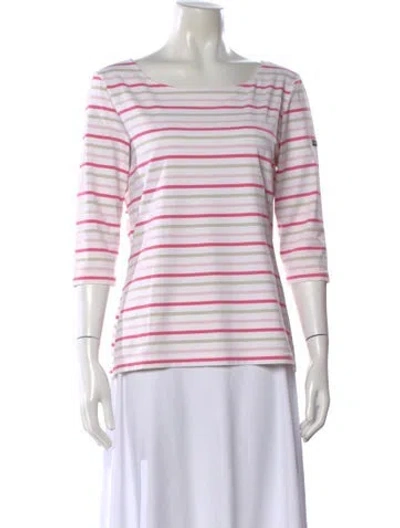 Pre-owned Saint James Striped Bateau Neckline T-shirt In Neutral
