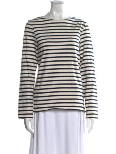 Pre-owned Saint James Striped Bateau Neckline T-shirt In Neutral