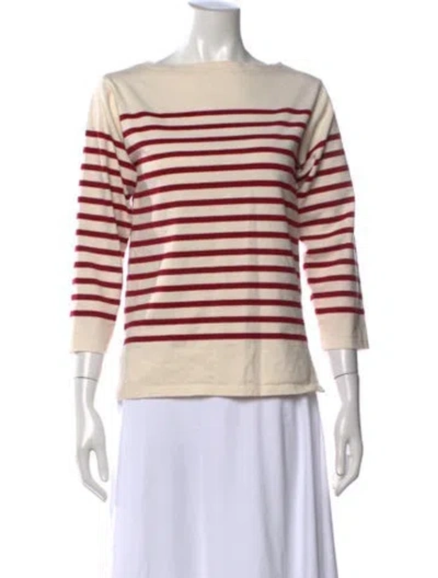 Pre-owned Saint James Striped Bateau Neckline T-shirt In Neutral