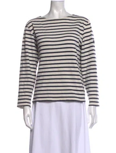 Pre-owned Saint James Striped Bateau Neckline T-shirt In Neutrals