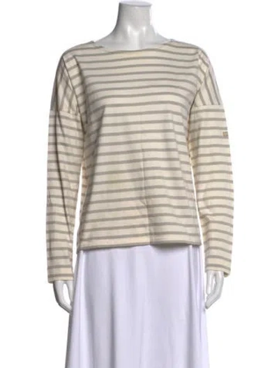 Pre-owned Saint James Striped Bateau Neckline T-shirt In Neutrals
