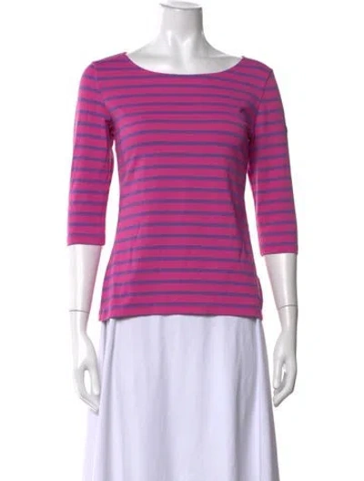 Pre-owned Saint James Striped Bateau Neckline T-shirt In Pink