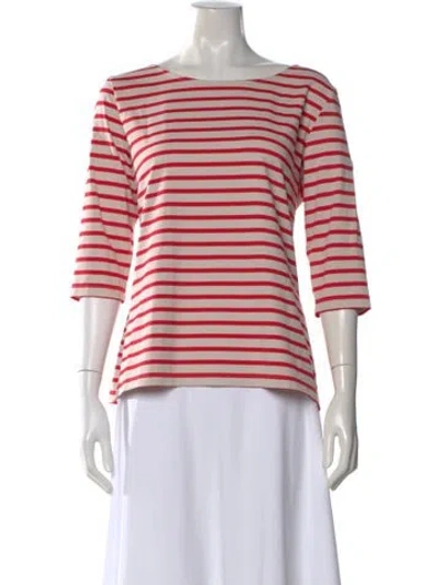 Pre-owned Saint James Striped Bateau Neckline T-shirt In Red
