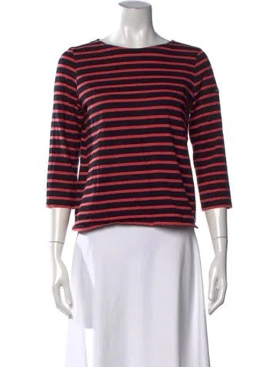 Pre-owned Saint James Striped Bateau Neckline T-shirt In Red