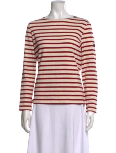 Pre-owned Saint James Striped Bateau Neckline T-shirt In Red