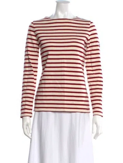 Pre-owned Saint James Striped Bateau Neckline T-shirt In Red