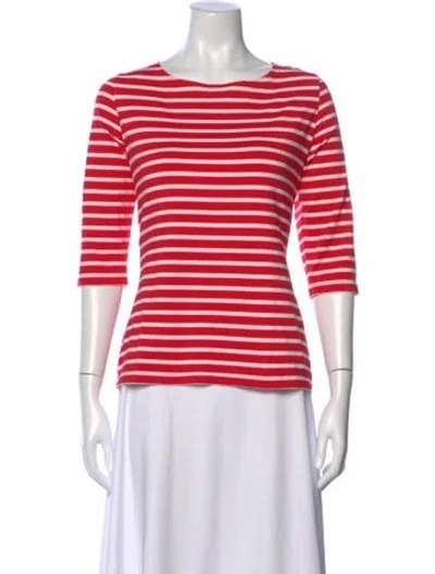 Pre-owned Saint James Striped Bateau Neckline T-shirt In Red