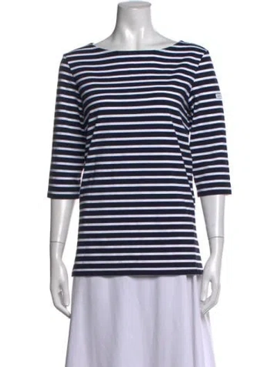 Pre-owned Saint James Striped Bateau Neckline T-shirt W/ Tags In Blue