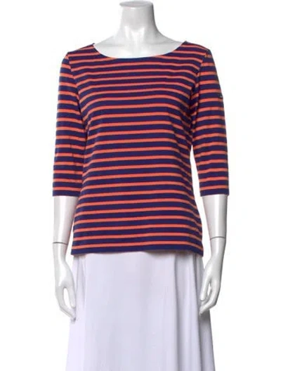 Pre-owned Saint James Striped Bateau Neckline T-shirt W/ Tags In Purple