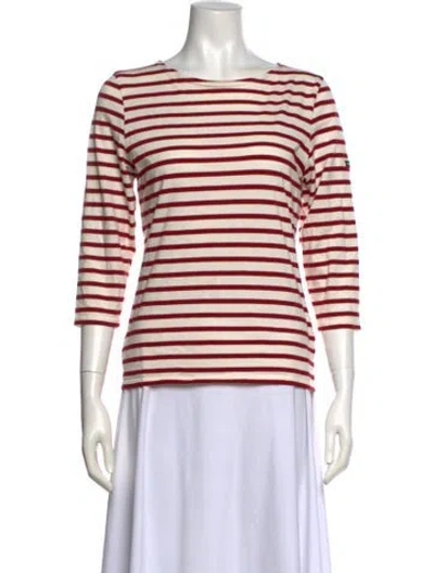 Pre-owned Saint James Striped Bateau Neckline T-shirt In White