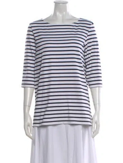 Pre-owned Saint James Striped Bateau Neckline T-shirt In White