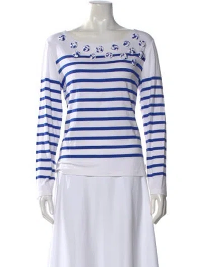 Pre-owned Saint James Striped Bateau Neckline T-shirt In White