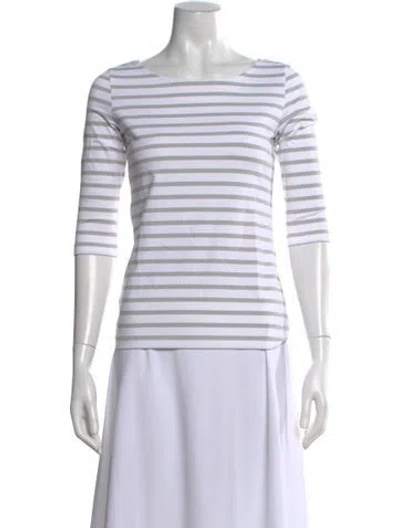 Pre-owned Saint James Striped Bateau Neckline T-shirt In White