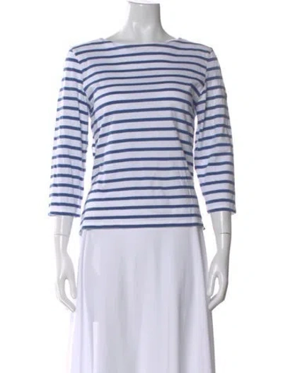 Pre-owned Saint James Striped Bateau Neckline T-shirt In White