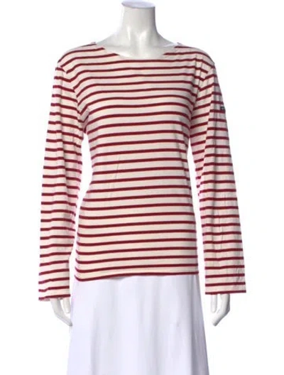 Pre-owned Saint James Striped Bateau Neckline T-shirt In White