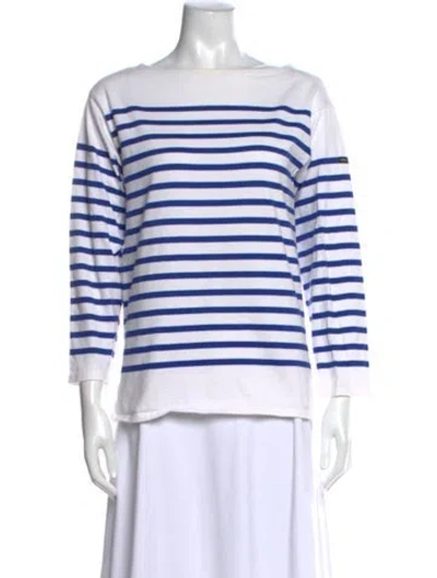 Pre-owned Saint James Striped Bateau Neckline T-shirt In White