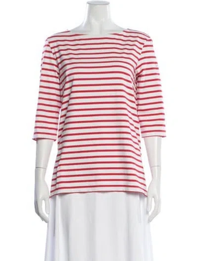 Pre-owned Saint James Striped Bateau Neckline T-shirt In White