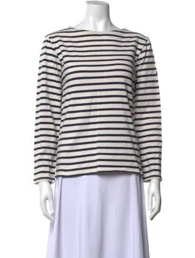 Pre-owned Saint James Striped Bateau Neckline T-shirt In White
