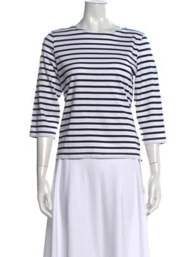 Pre-owned Saint James Striped Bateau Neckline T-shirt In White
