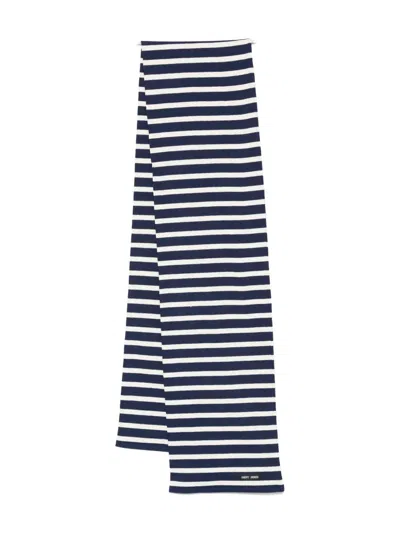 Saint James Striped Cotton Scarf In Blue
