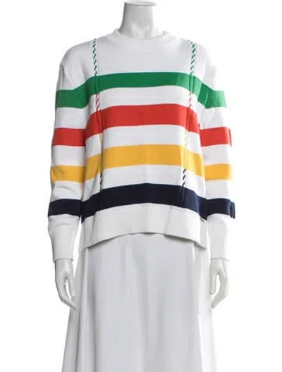 Pre-owned Saint James Striped Crew Neck Sweater W/ Tags In White