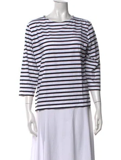 Pre-owned Saint James Striped Crew Neck Sweater In White