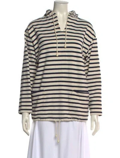 Pre-owned Saint James Striped Crew Neck Sweatshirt In White