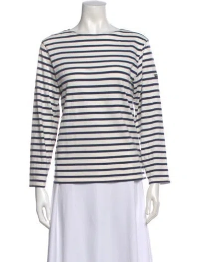 Pre-owned Saint James Striped Crew Neck Top In White