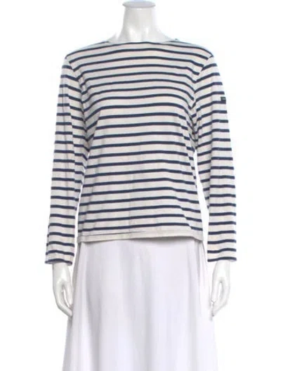 Pre-owned Saint James Striped Crew Neck Top In White