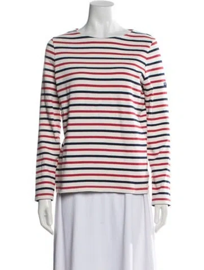 Pre-owned Saint James Striped Crew Neck Top In White