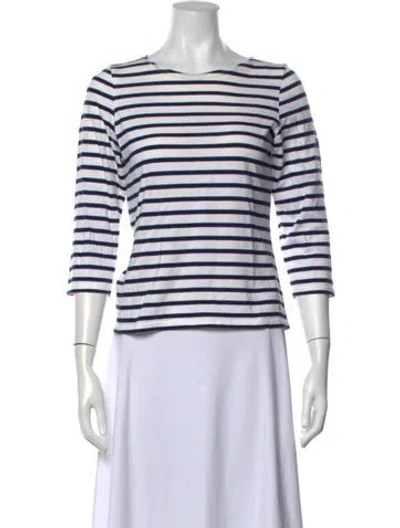 Pre-owned Saint James Striped Crew Neck T-shirt In Black