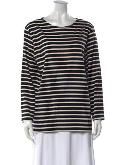 Pre-owned Saint James Striped Crew Neck T-shirt In Black