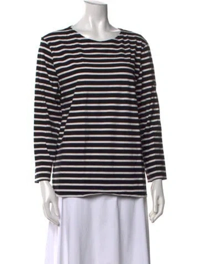 Pre-owned Saint James Striped Crew Neck T-shirt In Black