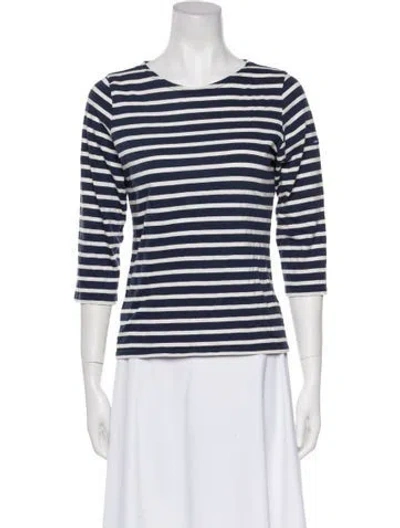 Pre-owned Saint James Striped Crew Neck T-shirt In Blue