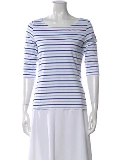 Pre-owned Saint James Striped Crew Neck T-shirt In Blue