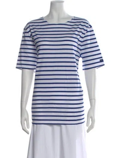 Pre-owned Saint James Striped Crew Neck T-shirt In Blue