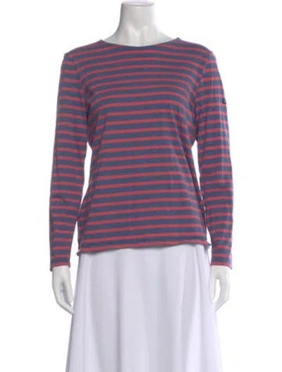 Pre-owned Saint James Striped Crew Neck T-shirt In Blue